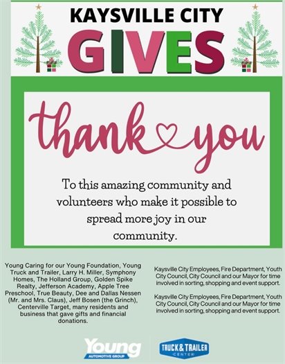 Kaysville Gives Thanks You