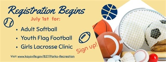 Sports Registrations beginning July 1
