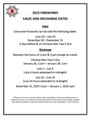 Fireworks Sales & Discharge Dates