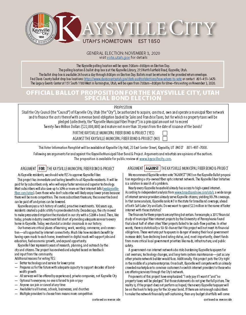 Kaysville Municipal Fiber Bond Project_Page_1