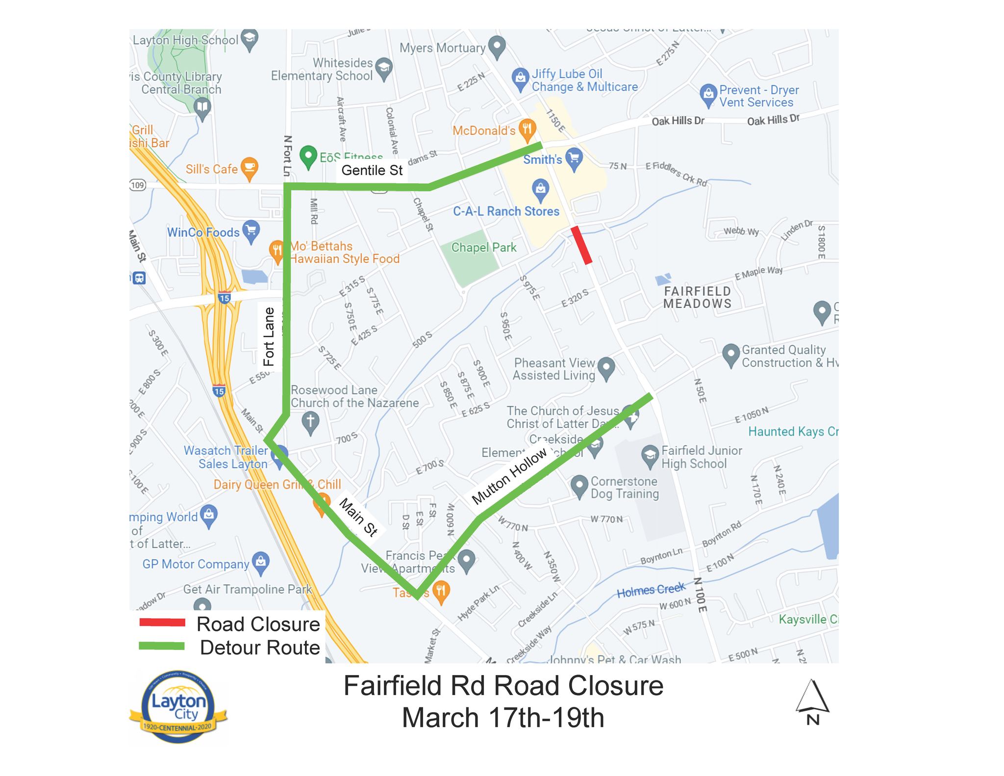 Fairfield Rd Road Closure