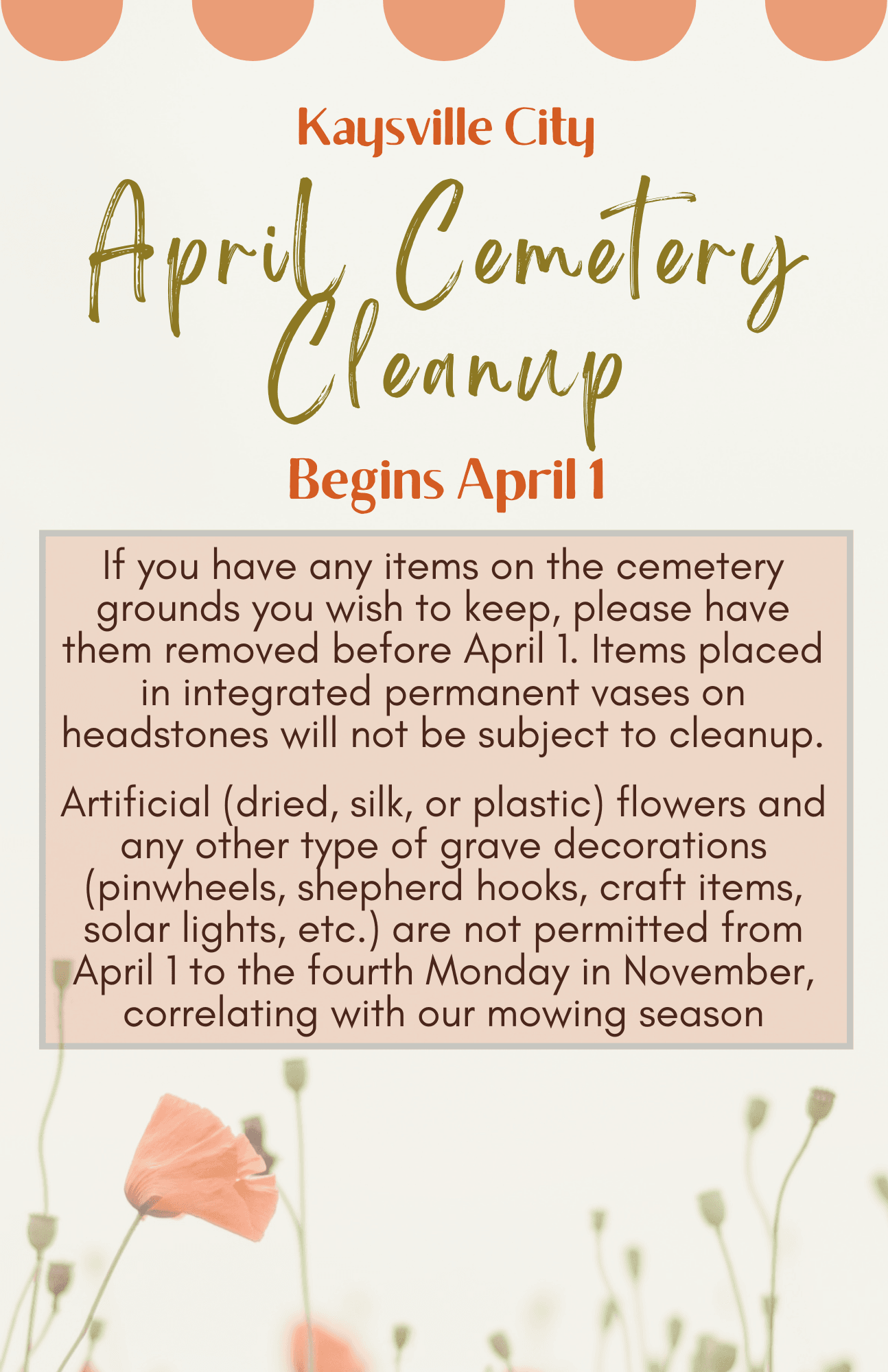 April Cemetery Cleanup