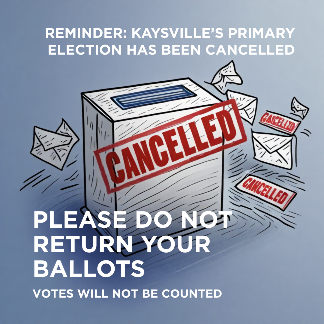 Instagram Post - Kaysville Primary Election is CANCELLED