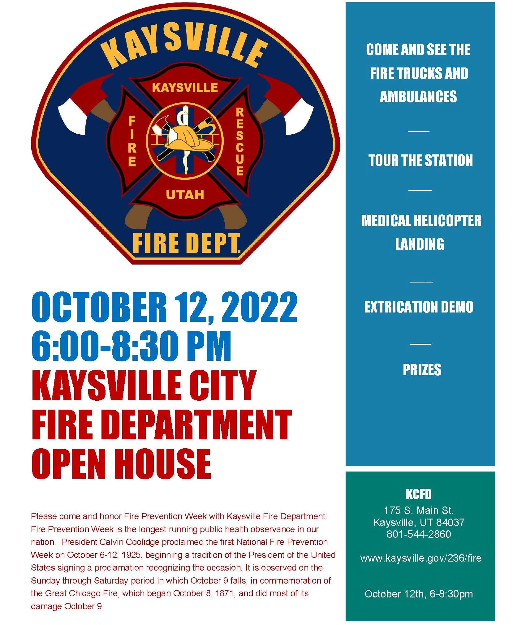 2022 Fire Department Open House Flyer