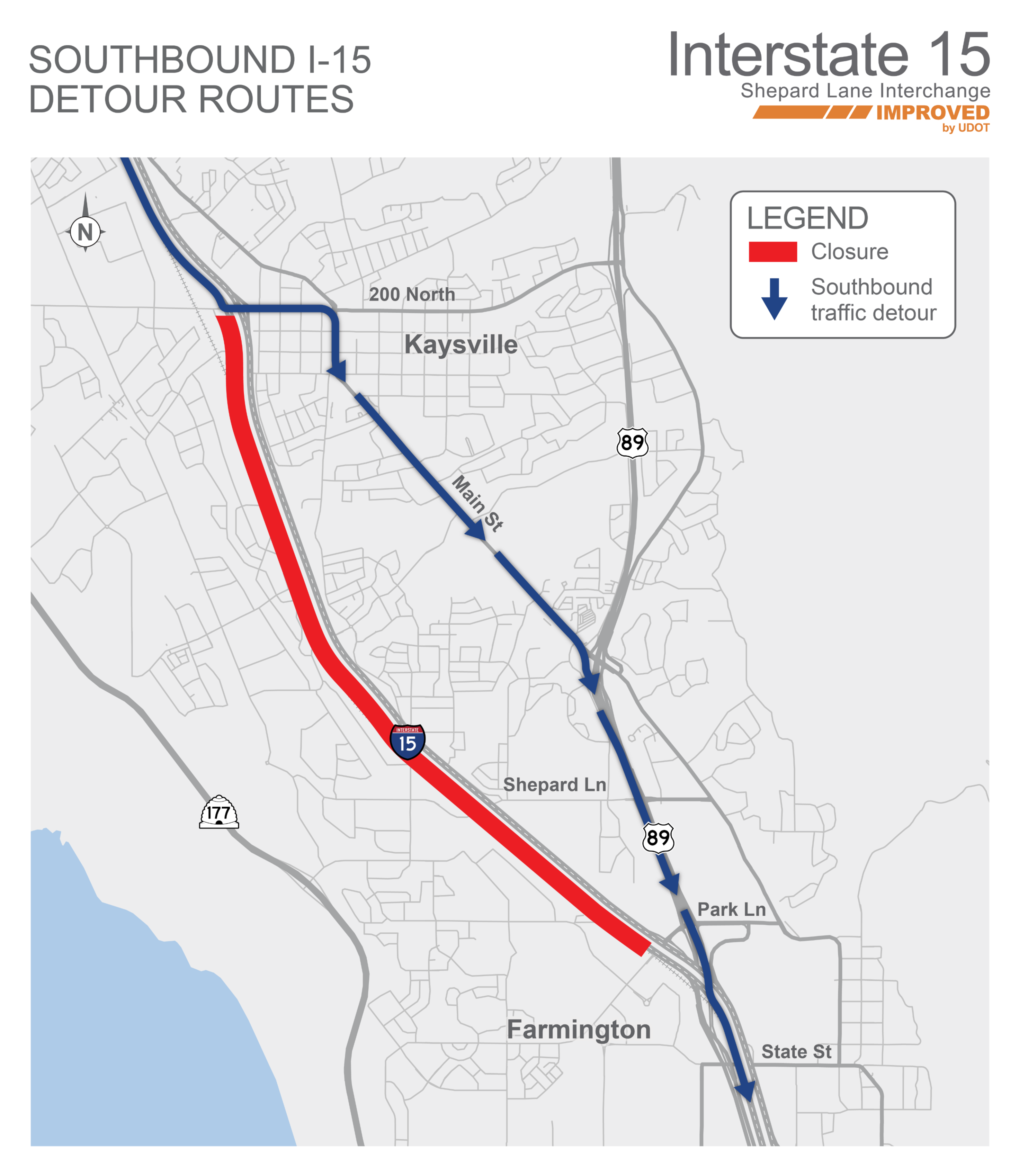 I-15 Closure Southbound Detour Map