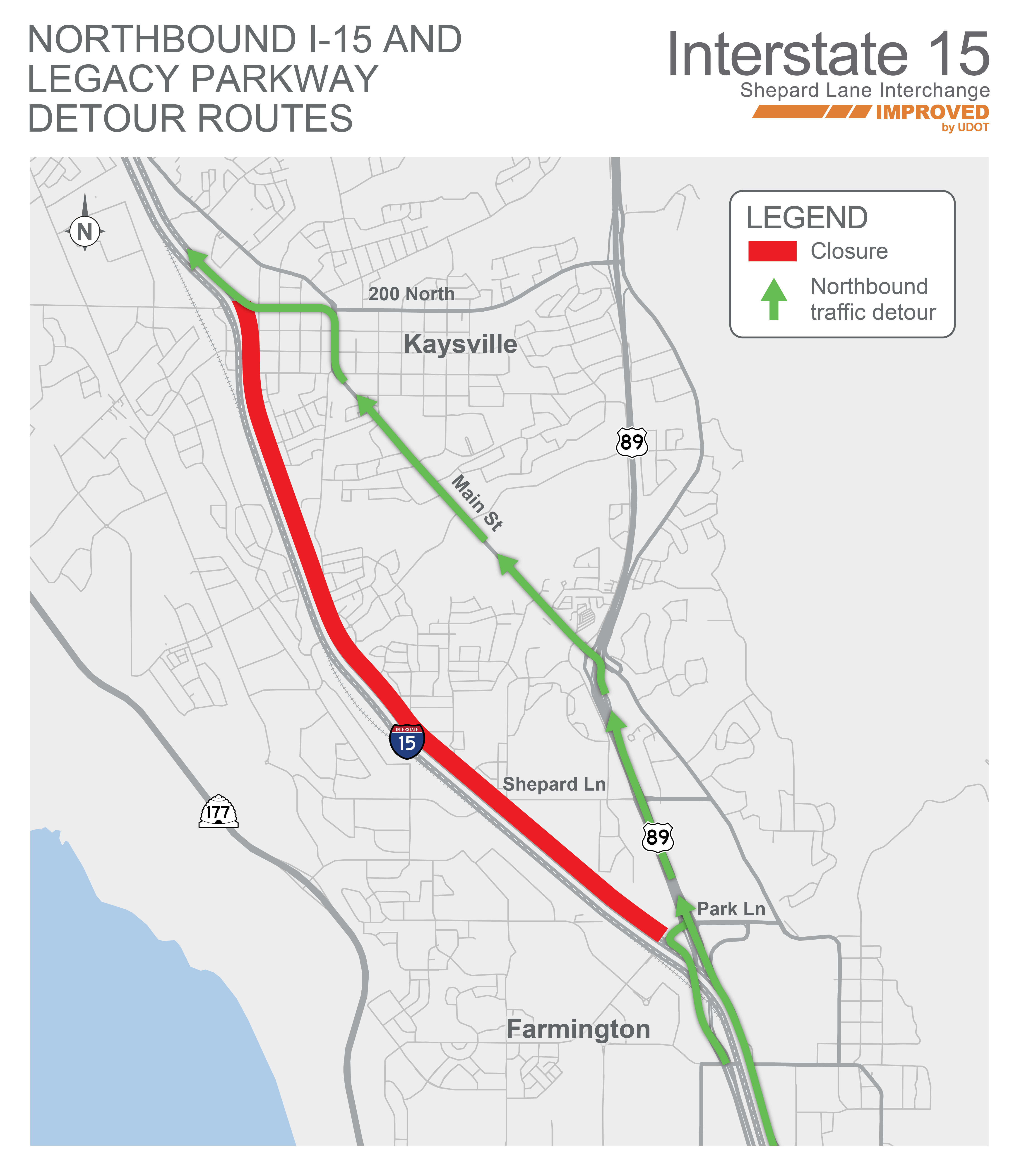 I-15 Closure Northbound Detour Map